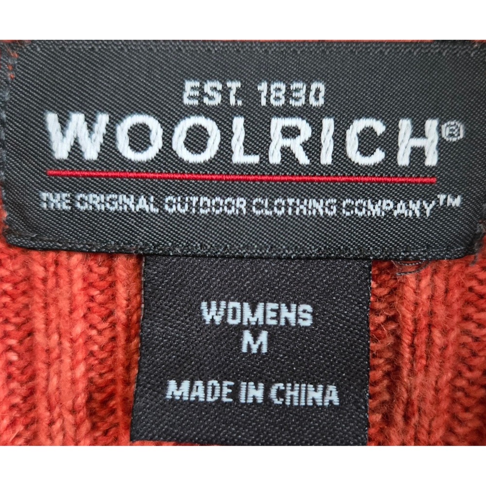 Woolrich Womens M Classic Bittersweet Orange Ramie Cotton Quarter Zip Sweater - Picture 6 of 10
